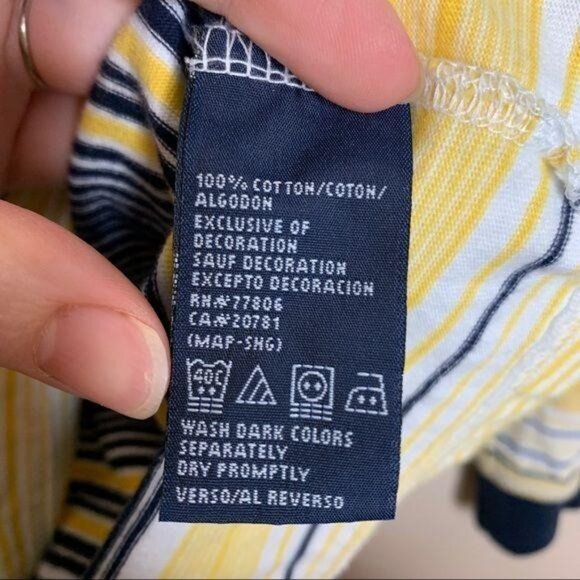 Tommy Hilfiger Polo Shirt Long Sleeve Navy Yellow Stripe Boys Size Large - Picture 5 of 7